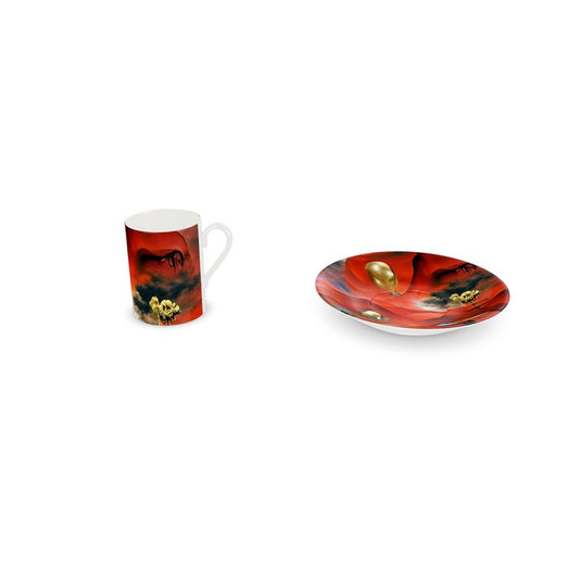 Red flowers Espresso Cup and Saucer