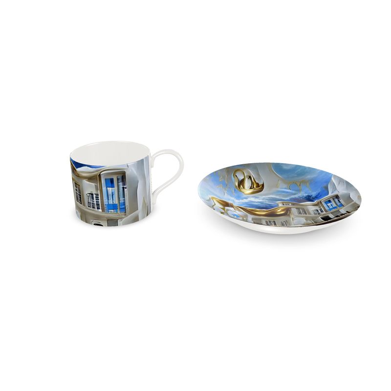 White mansion Cup and Saucer